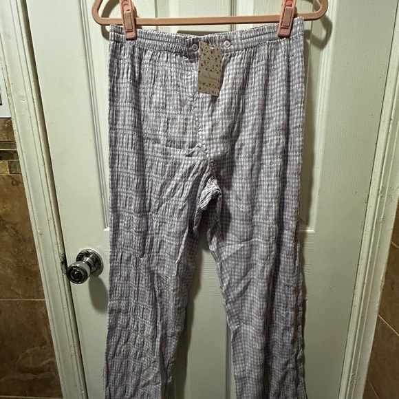 NWT FREE PEOPLE Women's Cloud Ten Check-Print Pajama Pants - Picture 2 of 5